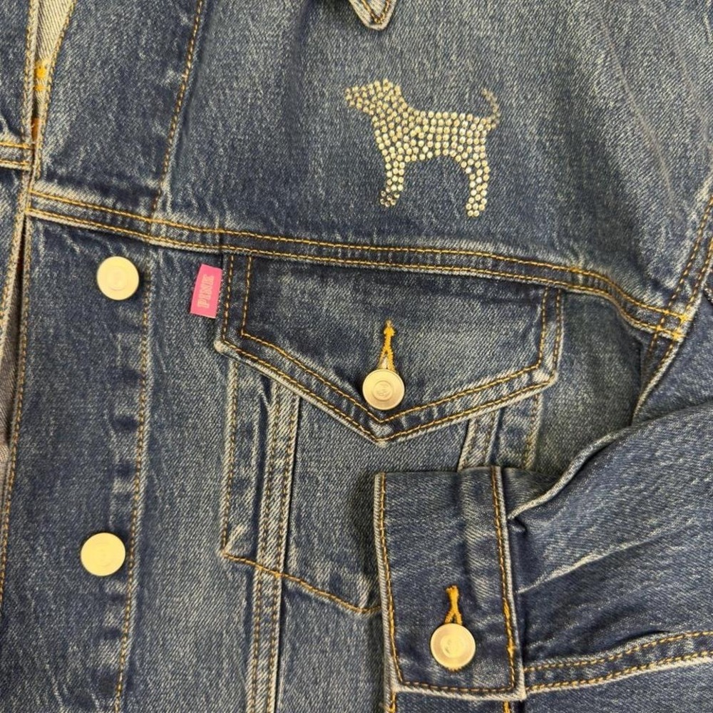 VS PINK limited edition Rhinestone Denim Jacket, oversized jacket,‎ Summer fit - Picture 4 of 8
